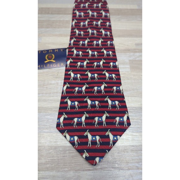 Tommy Hilfiger Necktie Vintage 1990s Democrat Donkey Italian silk Tie Election - Picture 1 of 5